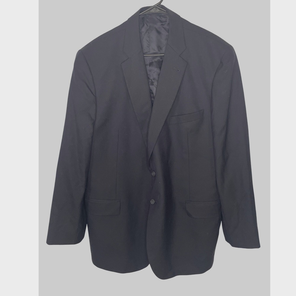 Joseph Abboud Men Blazer Loro Piana Wool 2-Button Sport Coat 48R Black Old Money